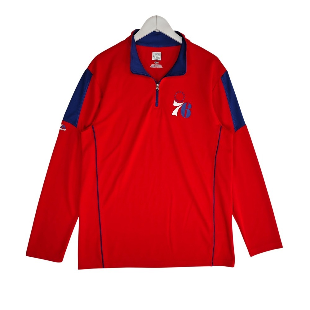 Majestic NBA Hardwood Classics Philadelphia 76ers Quarter Zip Pullover Red